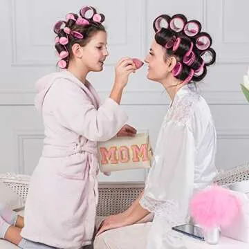 Y1tvei Preppy Patch MOM Varsity Letter Cosmetic Toiletry Bag PU Leather Portable Waterproof Makeup Bag Zipper Pouch Purse Travel Organizer Mama to Be Gift for Mom Birthday Mother's Day Baby Shower