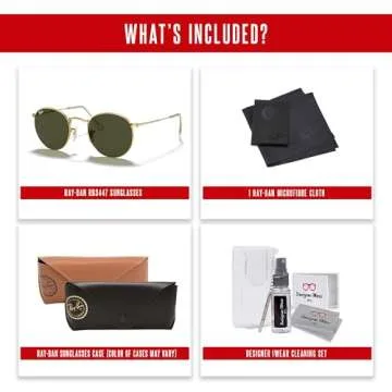 Ray-Ban RB3447 Round Metal Sunglasses for Men - Bundle Included