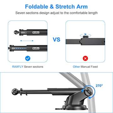 RAXFLY Car Phone Holder: 360° Mount for All Smartphones