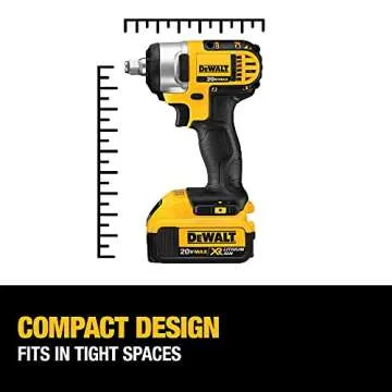 DEWALT 20V MAX* Cordless Impact Wrench Kit with Hog Ring, 1/2-Inch (DCF880HM2), Yellow