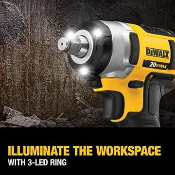 DEWALT 20V MAX* Cordless Impact Wrench Kit with Hog Ring, 1/2-Inch (DCF880HM2), Yellow