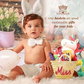 Personalized Easter Basket, Egg Hunts, Spring Birthdays, Cute Straw Gift Bag - Adorable Customized Easter Baskets Monogramed By Hand With Any Name & Colorful Pompoms For Kids