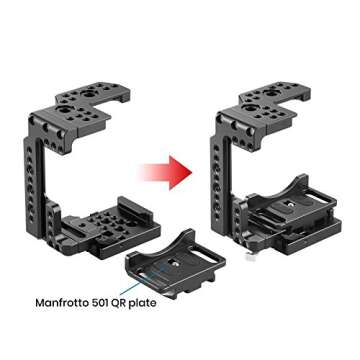 SMALLRIG Quick Release Half Cage for Sony A7R III/A7 III/A7 II/A7R II/A7S II, QR Plate for Manfrotto 501PL System - 2098