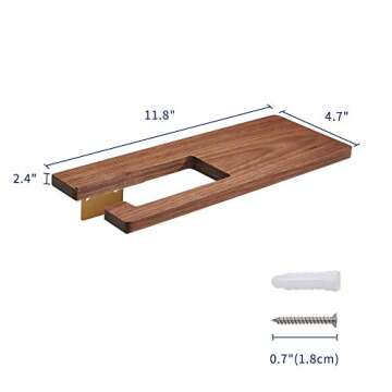 Generic Toilet Paper Holder with Shelf,Walnut and Matte Gold-Plated