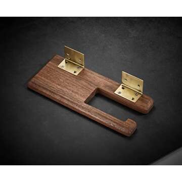 Generic Toilet Paper Holder with Shelf,Walnut and Matte Gold-Plated