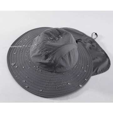 Home Prefer UPF 50+ Mens Sun Hat - Breathable Wide Brim Fishing Hat with Neck Flap