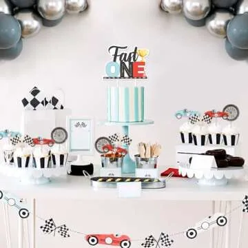 Fast One Birthday Decorations for Boys - Race Car Toppers