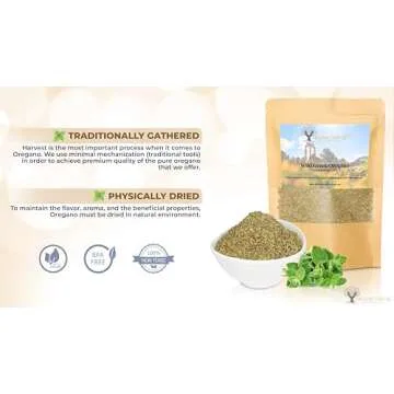 WILD GREEK HERBS DRIED PREMIUM QUALITY- from Mount Olympus Handpicked and Air-Dried in DoyPack with ZipLock for Awesome Freshness and Aroma - Mediterranean Seasoning (1.41 Ounce (Pack of 1), Oregano)