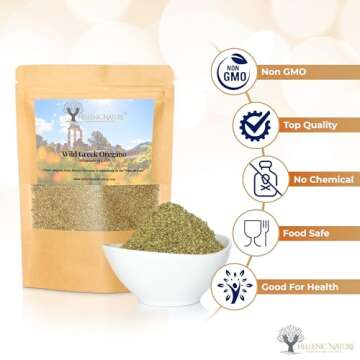 WILD GREEK HERBS DRIED PREMIUM QUALITY- from Mount Olympus Handpicked and Air-Dried in DoyPack with ZipLock for Awesome Freshness and Aroma - Mediterranean Seasoning (1.41 Ounce (Pack of 1), Oregano)