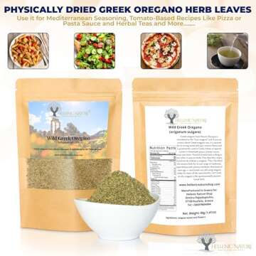 WILD GREEK HERBS DRIED PREMIUM QUALITY- from Mount Olympus Handpicked and Air-Dried in DoyPack with ZipLock for Awesome Freshness and Aroma - Mediterranean Seasoning (1.41 Ounce (Pack of 1), Oregano)