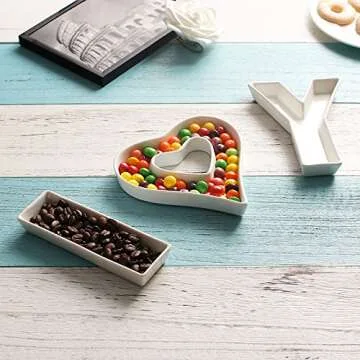 Coffeezone Small Candy Dishes in Porcelain Name Letters for House Party Decor and Gifts (Letter K)