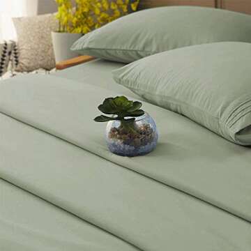 SONORO KATE Bed Sheet Set Super Soft Microfiber 1800 Thread Count Luxury Egyptian Sheets 16-Inch Deep Pocket，Wrinkle and Hypoallergenic-4 Piece (Sage, King)