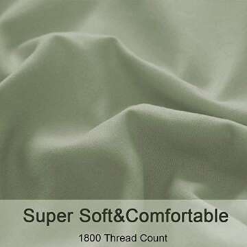 SONORO KATE Bed Sheet Set Super Soft Microfiber 1800 Thread Count Luxury Egyptian Sheets 16-Inch Deep Pocket，Wrinkle and Hypoallergenic-4 Piece (Sage, King)