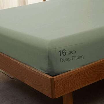 SONORO KATE Bed Sheet Set Super Soft Microfiber 1800 Thread Count Luxury Egyptian Sheets 16-Inch Deep Pocket，Wrinkle and Hypoallergenic-4 Piece (Sage, King)