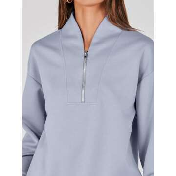 ANRABESS Women's 2 Piece Outfits Sweatsuit Half Zip Sweatshirt Jogger Sweatpant Trendy 2025 Fall Lounge Set Tracksuit Clothes Sky Medium