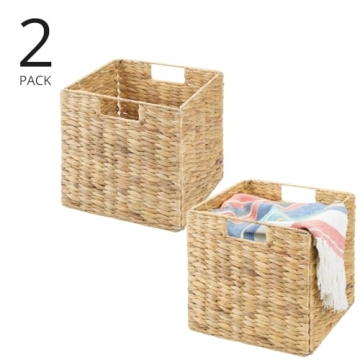 mDesign Woven Hyacinth Storage Organizer Bins for Comfort