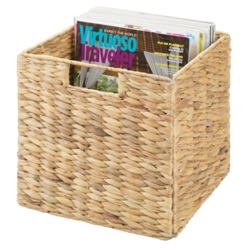 mDesign Woven Hyacinth Storage Organizer Bins for Comfort