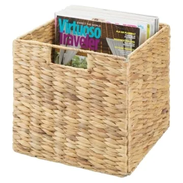 mDesign Woven Hyacinth Storage Organizer Bins for Comfort