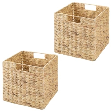 mDesign Woven Hyacinth Storage Organizer Bins for Comfort