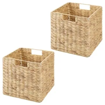 mDesign Woven Hyacinth Storage Organizer Bins for Comfort