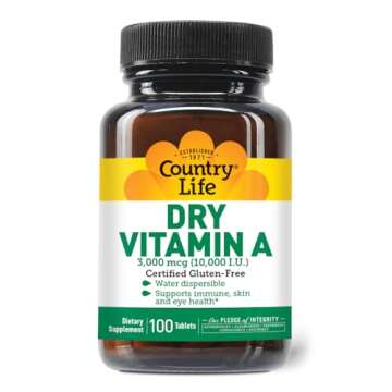 Country Life Vitamin A 10,000 IU - Immune Support, Skin & Eye Health Supplement, Certified Gluten-Fr...