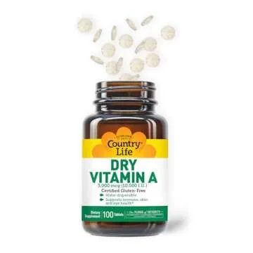 Country Life Vitamin A 10,000 IU - Immune Support, Skin & Eye Health Supplement, Certified Gluten-Free, Vegan, Halal, Kosher, 50% Beta-Carotene & 50% Retinyl Palmitate, Easy Absorption - 100 Softgels