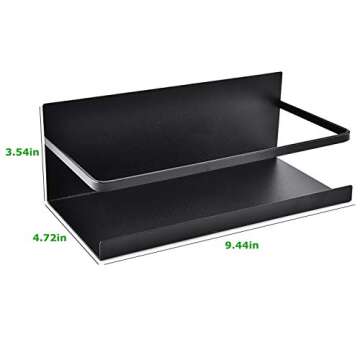 Kulmeo Magnetic Spice Rack Magnetic Shelf For Refrigerator Fridge Spice Rack Spice Shelf for Kitchen Black 4Pack