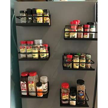 Kulmeo Magnetic Spice Rack Magnetic Shelf For Refrigerator Fridge Spice Rack Spice Shelf for Kitchen Black 4Pack