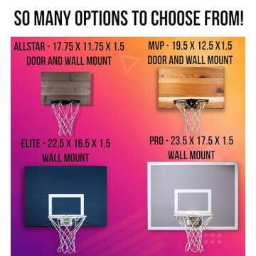 CALIKIWIPROS Pro League Decorative Durable Painted Solid Wood Wall Mount Mini Basketball Hoop Set, Includes 9’ Hoop and 5 Mini basketballs, Unique Look or Choose a Team Color. (BW)