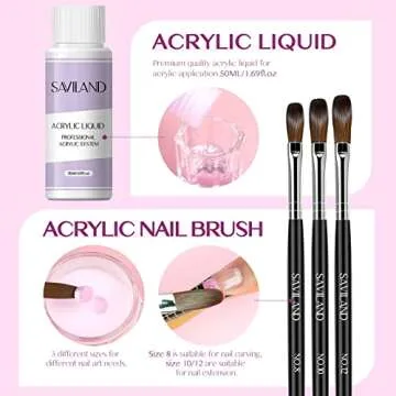 SAVILAND Acrylic Nail Kit with Drill: 15g Clear/White/Pink Acrylic Powder and Liquid Set with Drill Acrylic Brush Nail Forms Dappen Dish, Easy to Use Acrylic Nail Supplies for Beginners