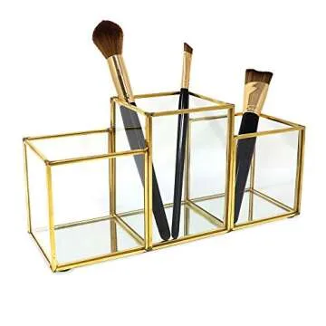 Isaac Jacobs 3-Compartment Brass and Glass Organizer