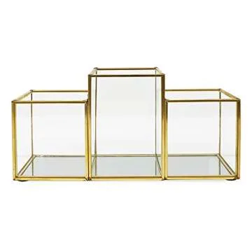 Isaac Jacobs 3-Compartment Brass and Glass Organizer