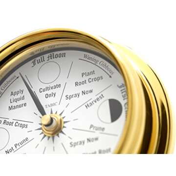Tabic Classic Brass Moon Gardening Clock - Lunar Harmony Guide with Moon Clocks -Essential Gardening Tool for Biodynamic & Organic Gardening - Transform Your Garden