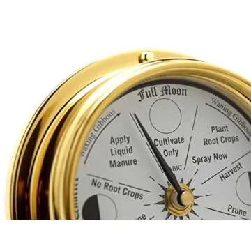 Tabic Classic Brass Moon Gardening Clock - Lunar Harmony Guide with Moon Clocks -Essential Gardening Tool for Biodynamic & Organic Gardening - Transform Your Garden