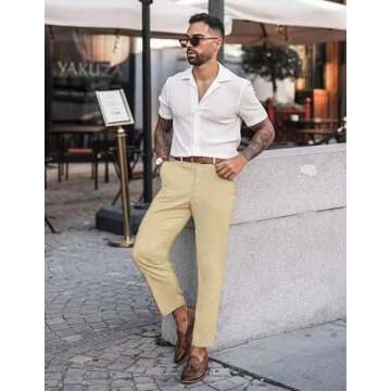 COOFANDY Men's Cotton Linen Casual Pants - Stylish Comfort for All Seasons