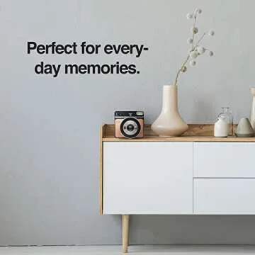 Fujifilm Instax Square SQ6 + Fujifilm Instax Square Instant Film (20 Sheets) Bundle with Deals Number One Cleaning Cloth (Blush Gold)