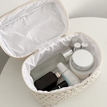 Cessfle Kawaii Cotton Makeup Bag - Large Travel Cosmetic Pouch