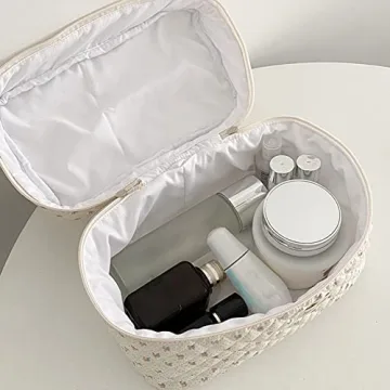 Cessfle Kawaii Cotton Makeup Bag - Large Travel Cosmetic Pouch