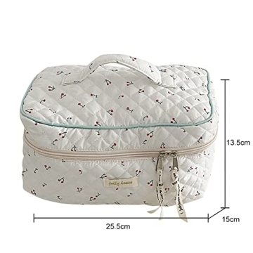 Cessfle Kawaii Cotton Makeup Bag - Large Travel Cosmetic Pouch