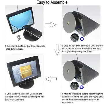 ATOPHK Echo Show Stand Aluminum Swivel Stand for Amazon New Echo Show 2nd Gen Speaker Accessories Horizontal 360 Rotation Longitudinal Angle Change Base White(Rotation Shaft)+Silver ES007-02