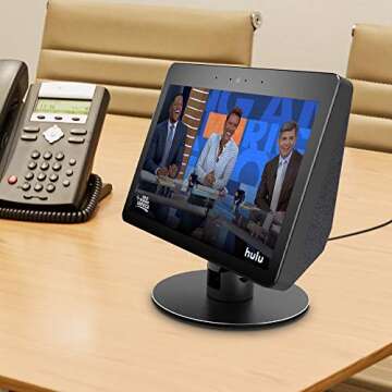 ATOPHK Echo Show Stand Aluminum Swivel Stand for Amazon New Echo Show 2nd Gen Speaker Accessories Horizontal 360 Rotation Longitudinal Angle Change Base White(Rotation Shaft)+Silver ES007-02