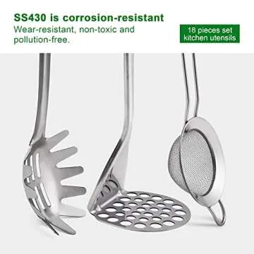 Stainless steel kitchen utensil set, 28 pcs kitchen gadgets and cooking utensil with holder - best kitchen tool set gift