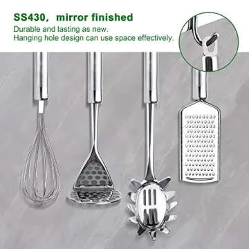 Stainless steel kitchen utensil set, 28 pcs kitchen gadgets and cooking utensil with holder - best kitchen tool set gift