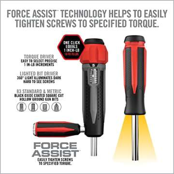 Real Avid Armorers Tool Kit: Torque Wrench, Precision Magnetic Screwdriver & Small Screwdriver, 83 PCS Screw Driversets Bit Set with Hex, Phillips & Torx Bit Set & Hammer & Punches + Smart Bench Block