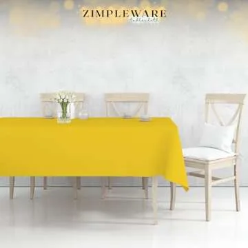 ZIMPLEWARE Premium Yellow Plastic Table Cloth Disposable (6 Pk) Plastic Tablecloths for Rectangle Tables (54in x 108in) Party Table Cloths Disposable for 6ft to 8ft Rectangle Tables