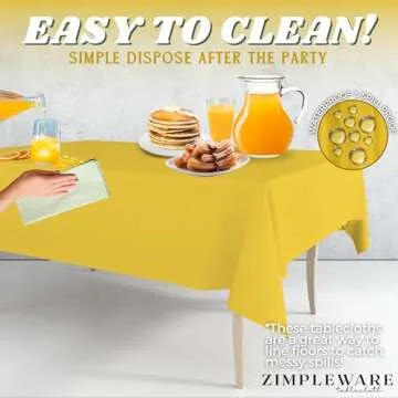 ZIMPLEWARE Premium Yellow Plastic Table Cloth Disposable (6 Pk) Plastic Tablecloths for Rectangle Tables (54in x 108in) Party Table Cloths Disposable for 6ft to 8ft Rectangle Tables
