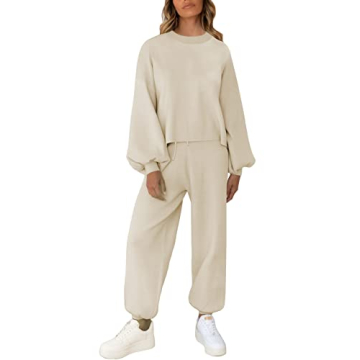 Viottiset Women's Soft Knit Lounge Sweatsuit Set Apricot