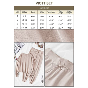 Viottiset Women's Soft Knit Lounge Sweatsuit Set Apricot