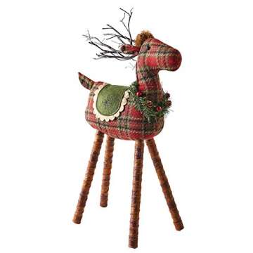 Red and Green Reindeer Tabletop Decoration with Light Up LED Antlers