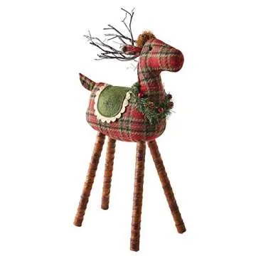 Charming Red and Green Christmas Reindeer Decoration
